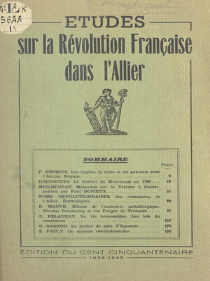 cover image of Études sur la Révolution française dans l'Allier